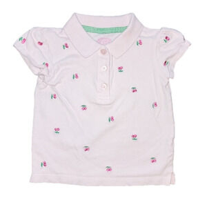 𝅺carters Pink Polo Tee with Embroidered Cherries